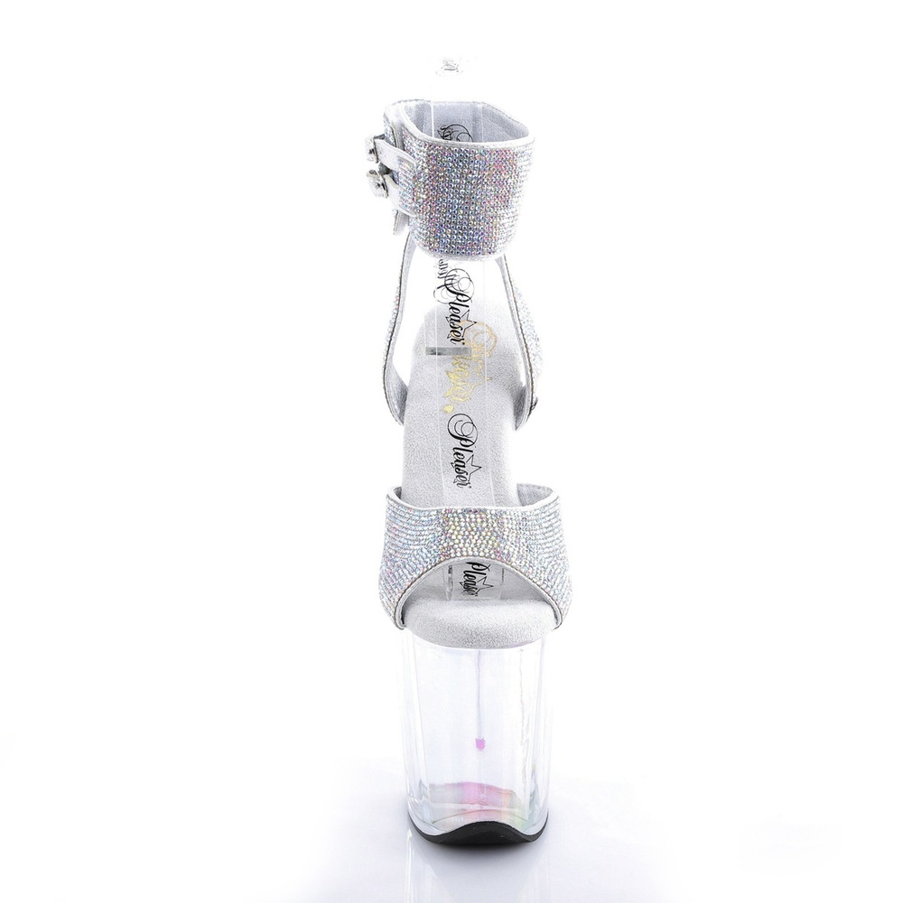 Pleaser - FLAMINGO891HTRS Ankle strap sandal, Pole dance shoes - Silver coloured